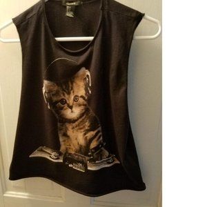 Forever 21 Cat Tank Tee Rolled up Bottom Size:  Small Juniors